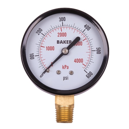 Baker Instruments LVBNA-600P Pressure Gauge, 0-600 PSI LVBNA-600P